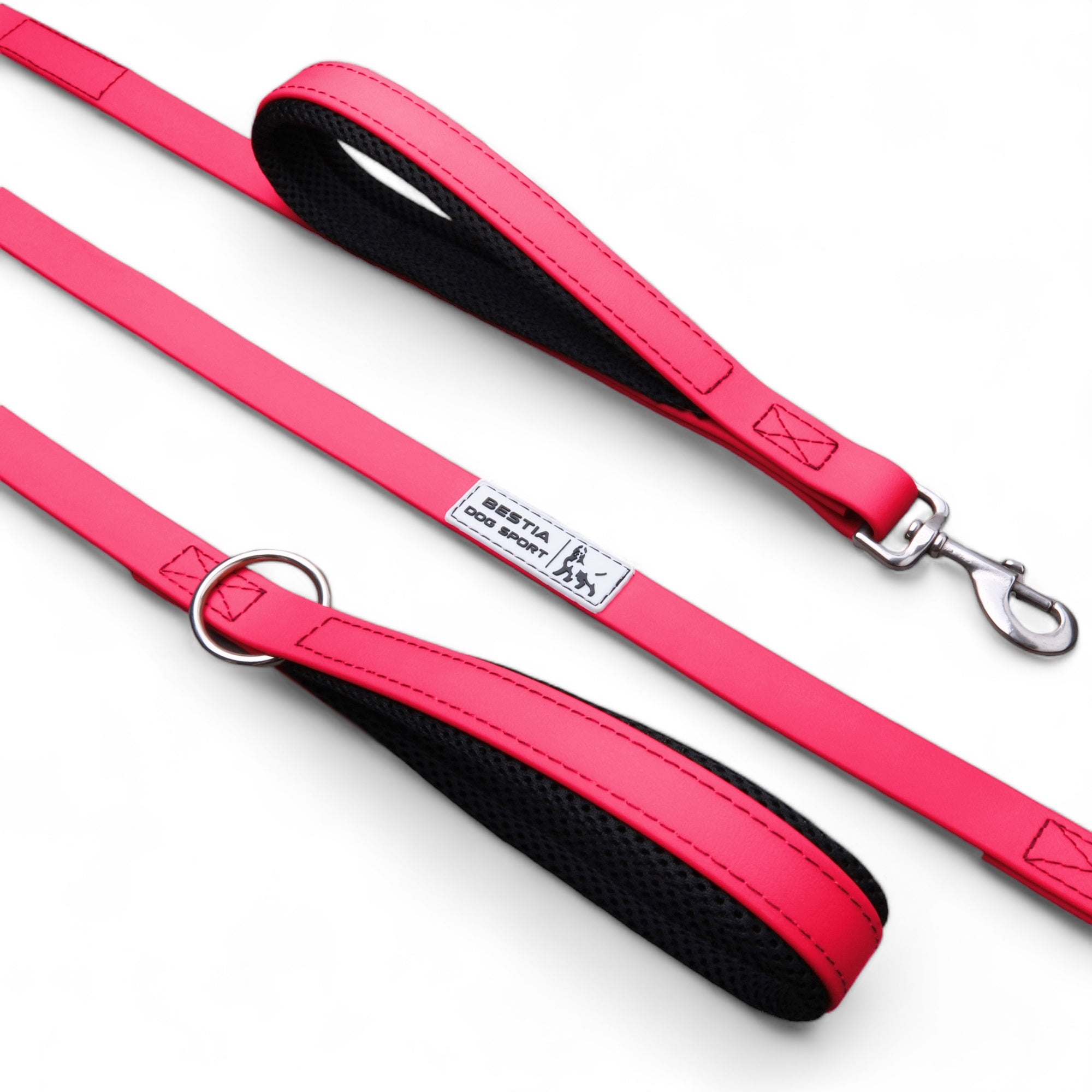 BESTIA DOG SPORT neon pink double-handle leash