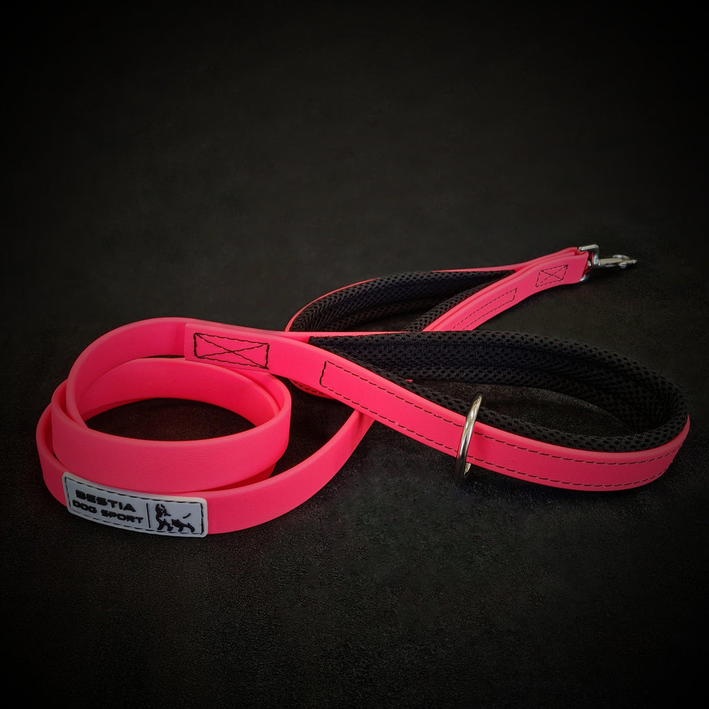 BESTIA DOG SPORT neon pink double-handle leash