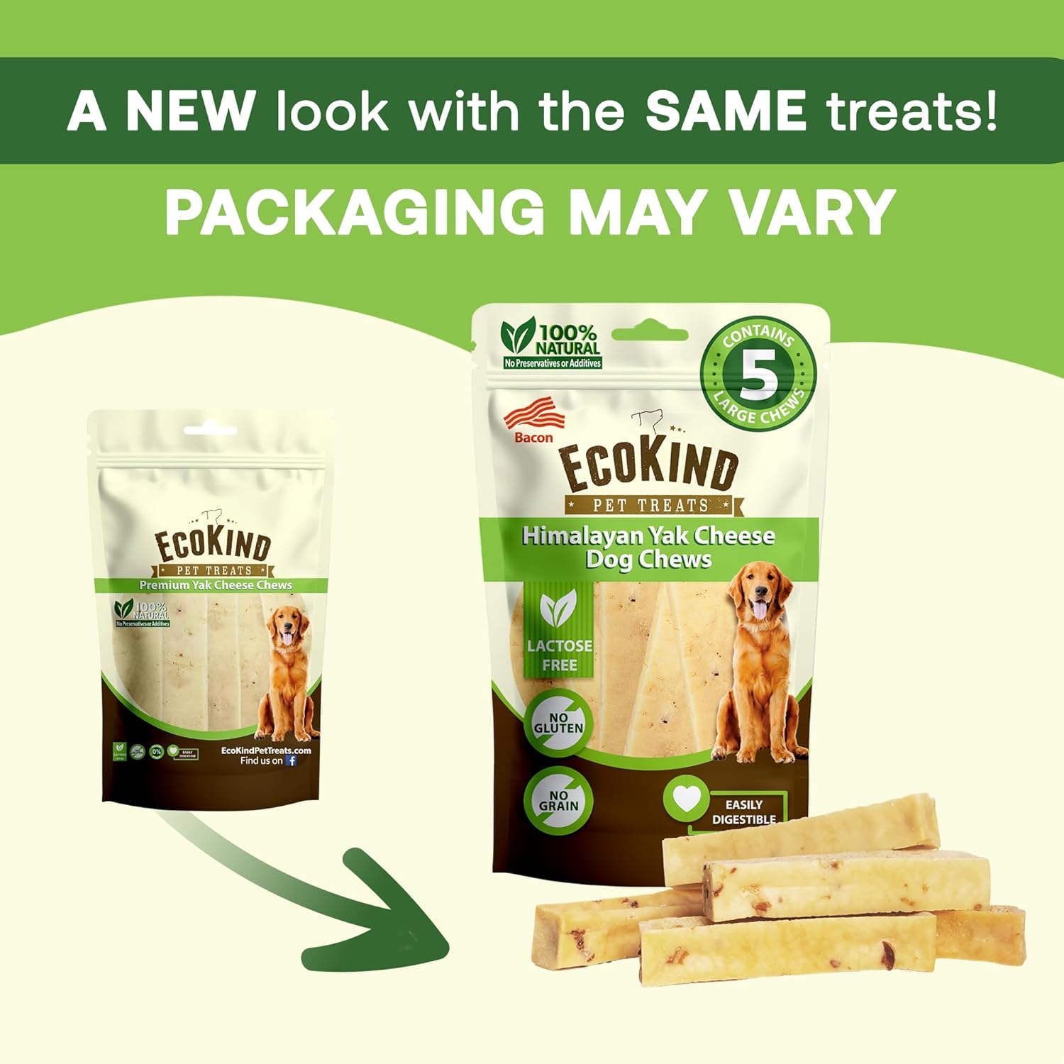 Masticables Gold Yak con sabor a tocino para perros grandes (bolsas de 1 a 5 libras)