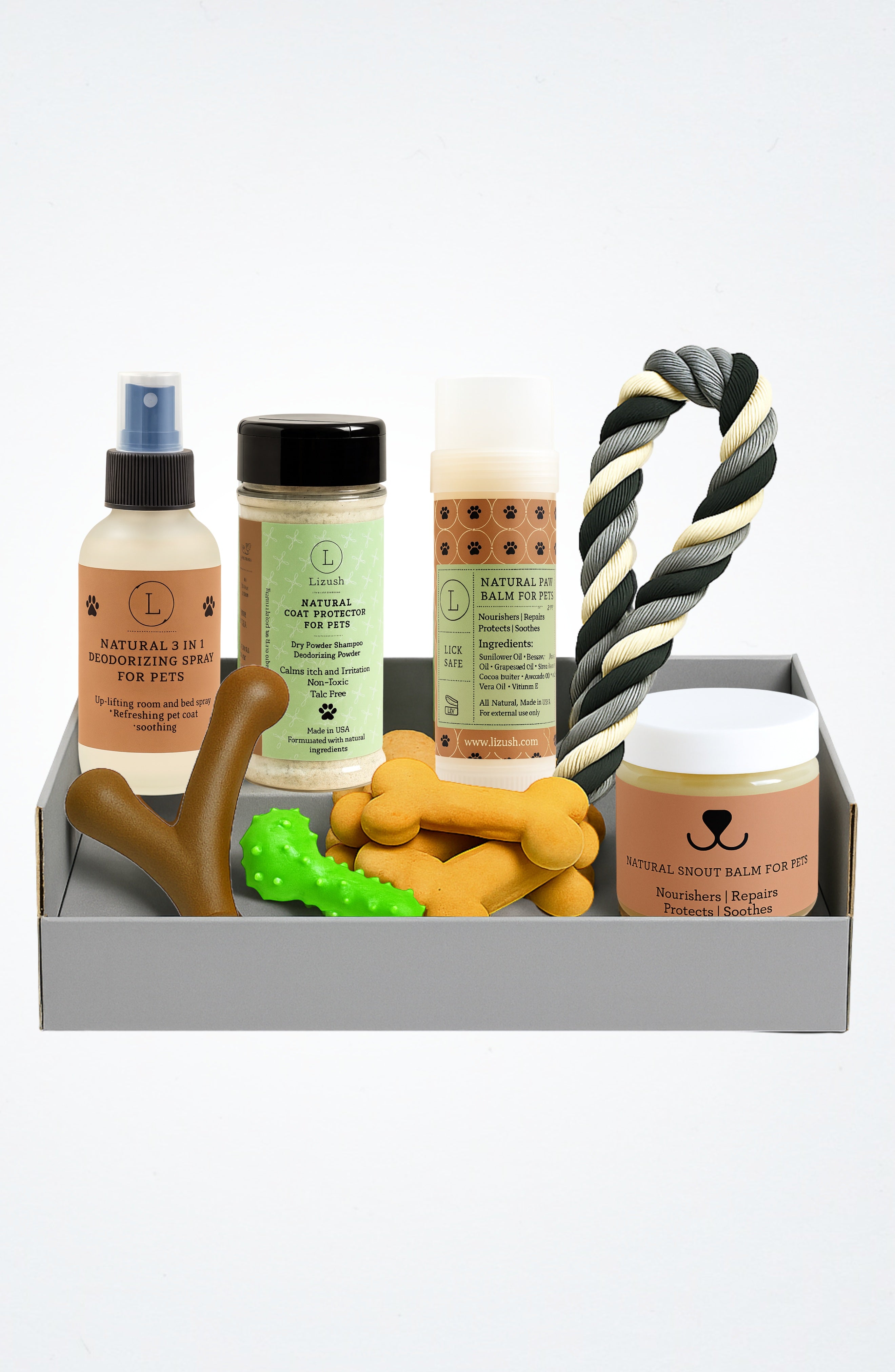 Caja de regalo para mimar a tu mascota - Kit de bienestar totalmente natural para mascotas: bálsamos calmantes y polvos herbales para el pelaje